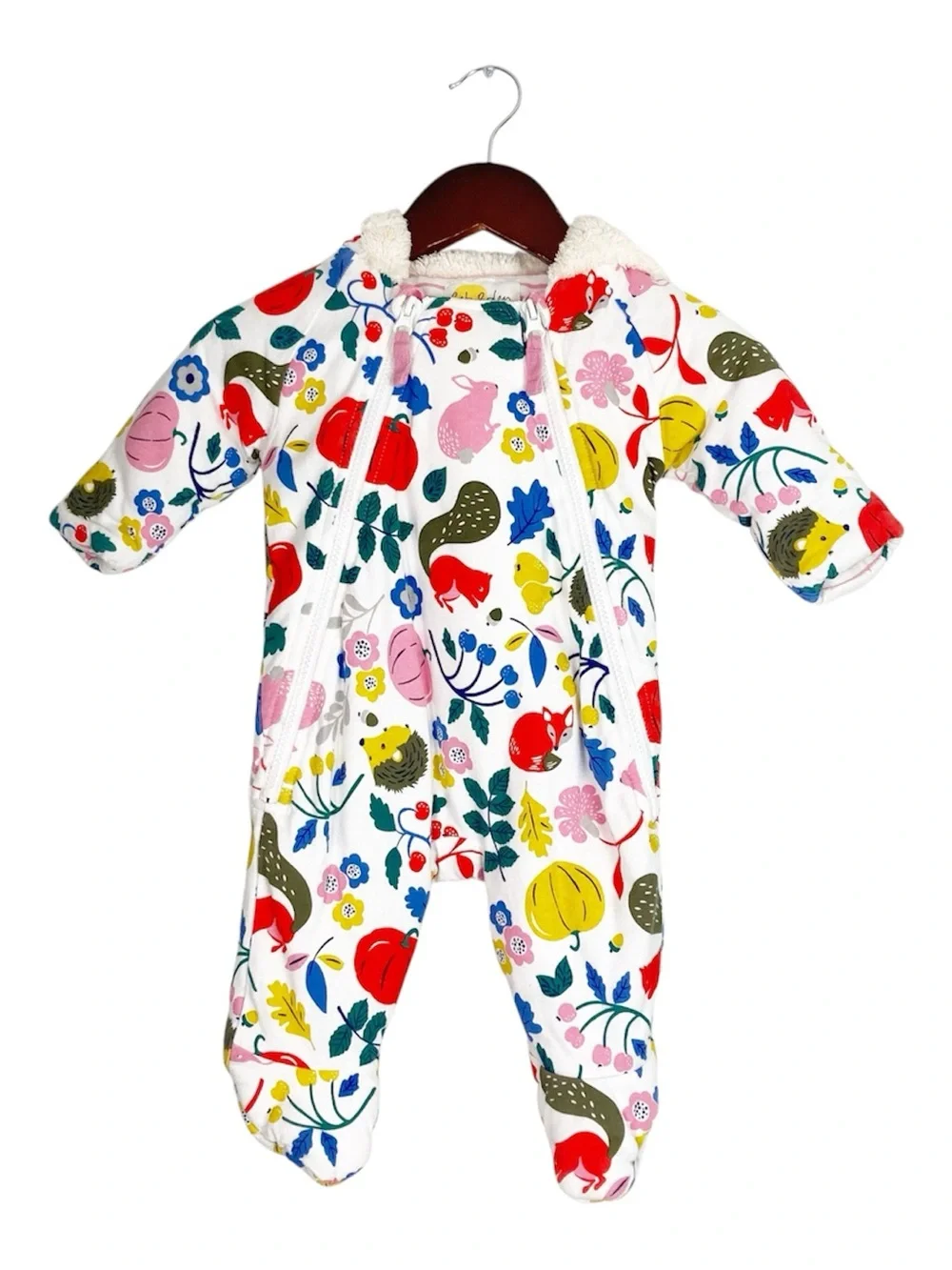 Baby Boden Woodland Floral Animal Bunting Snowsuit 0-3 months